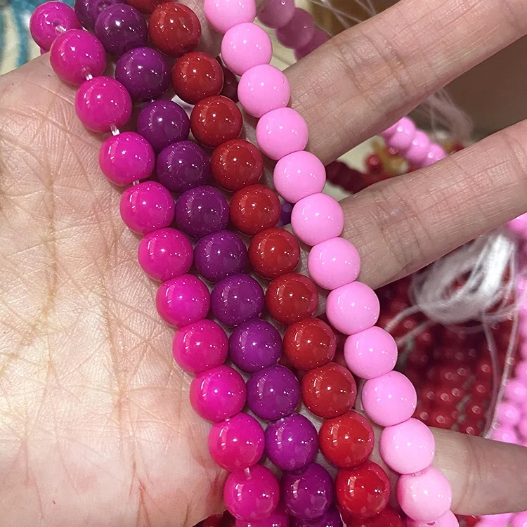 

hot pink glass beads round 8mm for jewelry making beaded bracelet jewelry, Any color is available