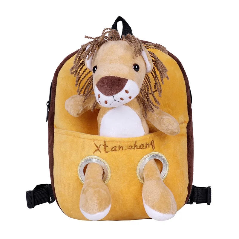 

3D Cute Cartoon Animal Plush Bag Boys And Girls School Bags Fashion Children's Korean Backpack Kindergarten Kids Baby Backpack, Yellow,gray,pink,zebra,leopard,tiger