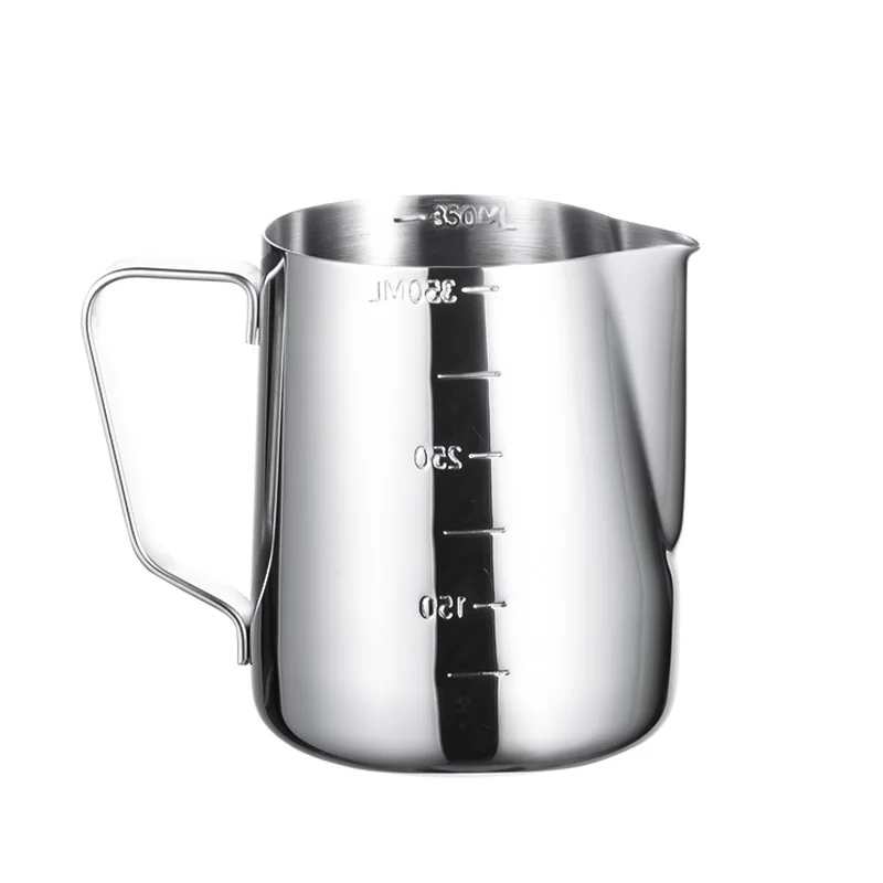 

Wholesale Pot Frothing 350ml Coffee Pull Cup Stainless Steel Flower Pot Milk Mouth Frothing Jug Embossing Milk Pitcher, Silver