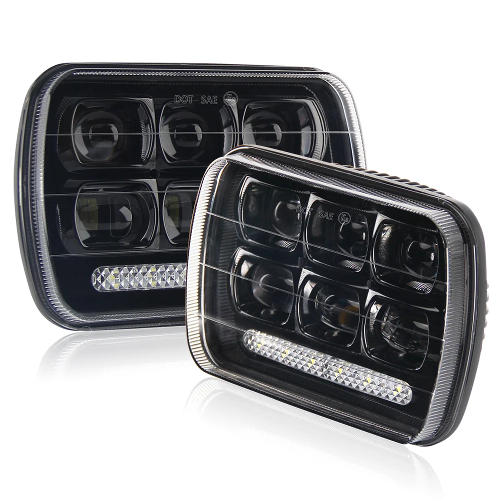 

60W Truck LED Rectangular Headlights Waterproof rate IP68 Sealed Beam 5x7 lamps Compatible with GMC Savana 2500 DOT Approved