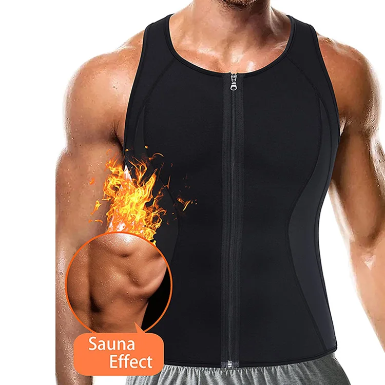 

Men Hot Neoprene/ Workout Sauna Tank Top Zipper Waist Trainer Vest Weight Loss Body Shaper Compression Shirt Gym Clothes