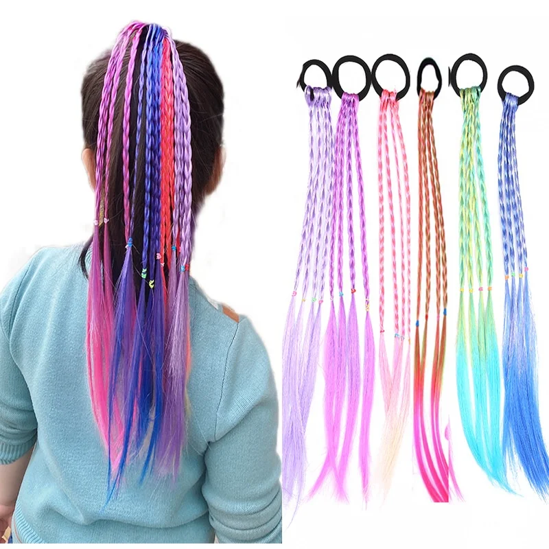 

Color Twisted Braided Wig Hair Rope Braided Ponytail Children's Wig, Picture