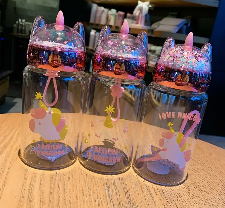 

Hot Selling Leakproof Portable Reusable Crystal Unicorn Children Water Bottle With Image