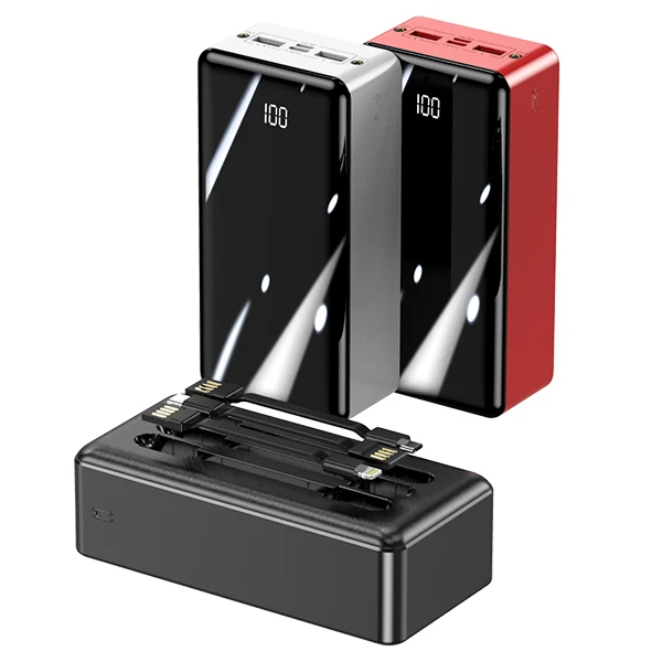

Factory wholesale With 2USB Output with 3 cable 40000mah powerbank, Black,red,white