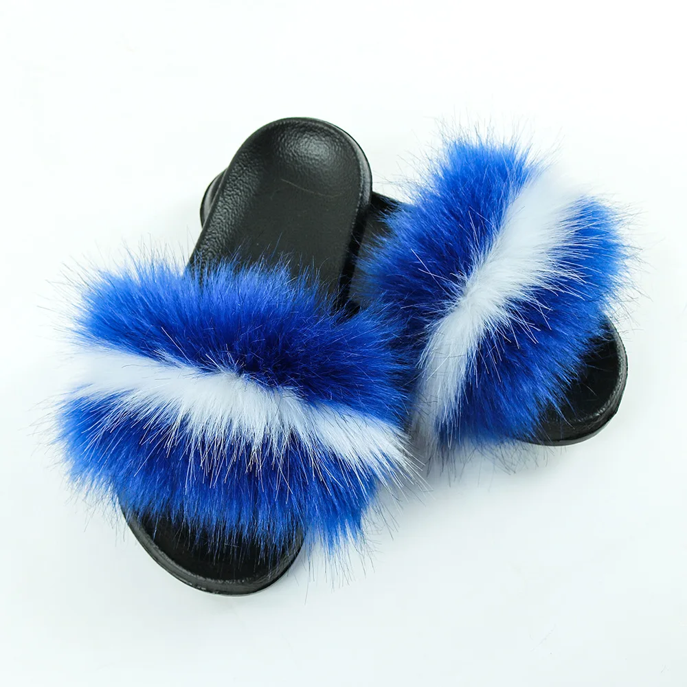 

furry slides 2021 Faux fur factory wholesale customer color fluffy slides sandals woman winter fur slipper