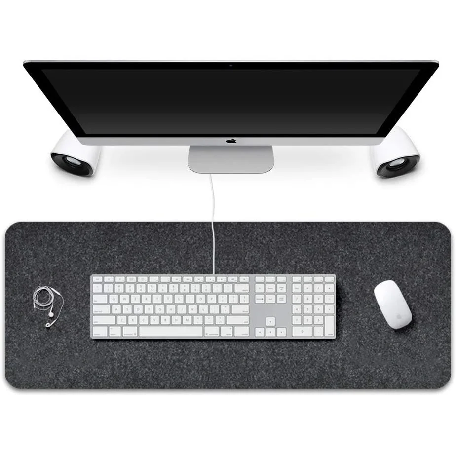 

New Design Handmade Comfortable Desk Mat large custom gaming felt mouse pad for office home, Grey