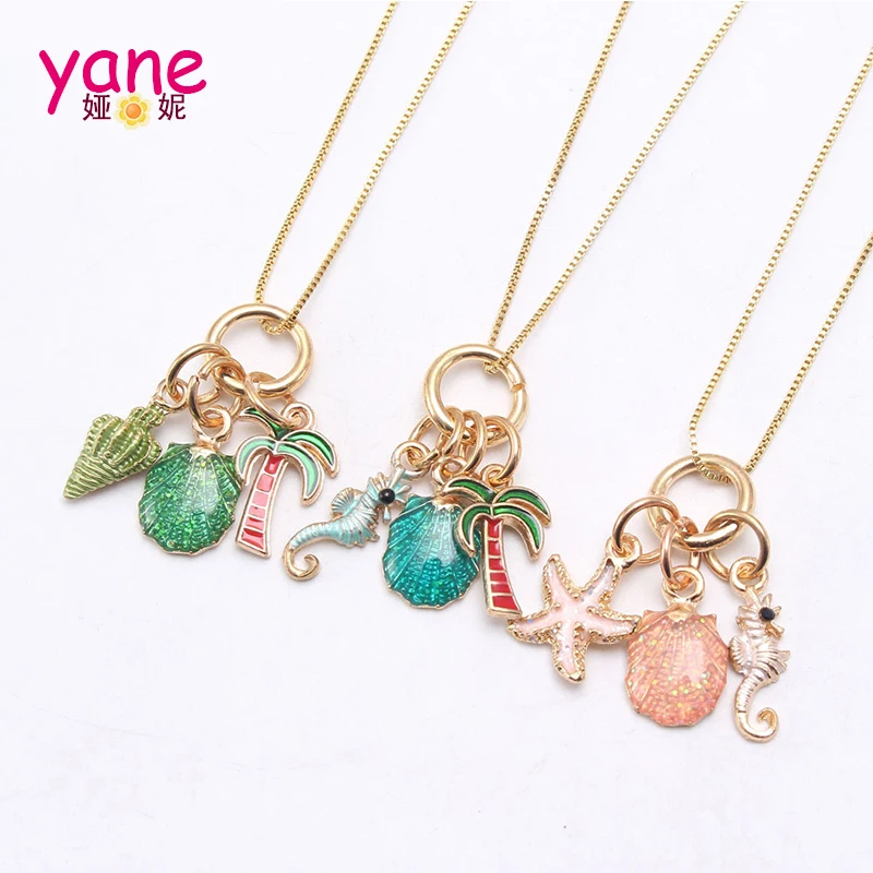

Girl Colored jewelry beach style necklace with alloy shell on vacation