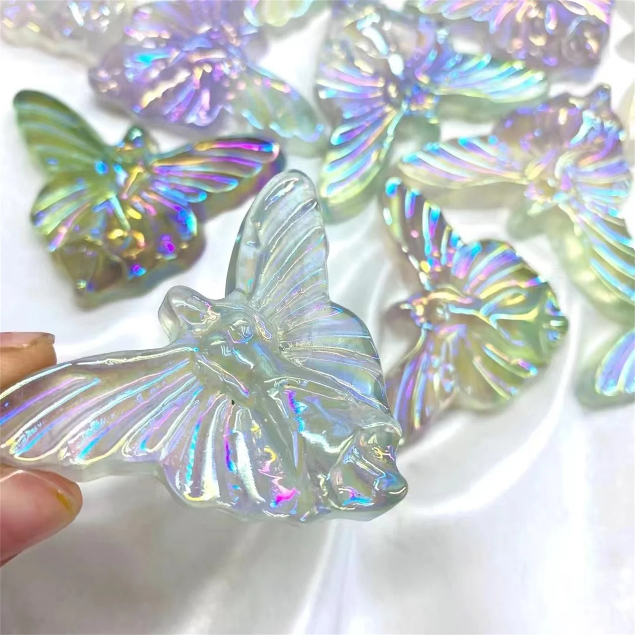 

Natural Crystal Butterfly Fairy Crystal Crafts Angel Aura Fluorite Butterfly Fairy For Gift