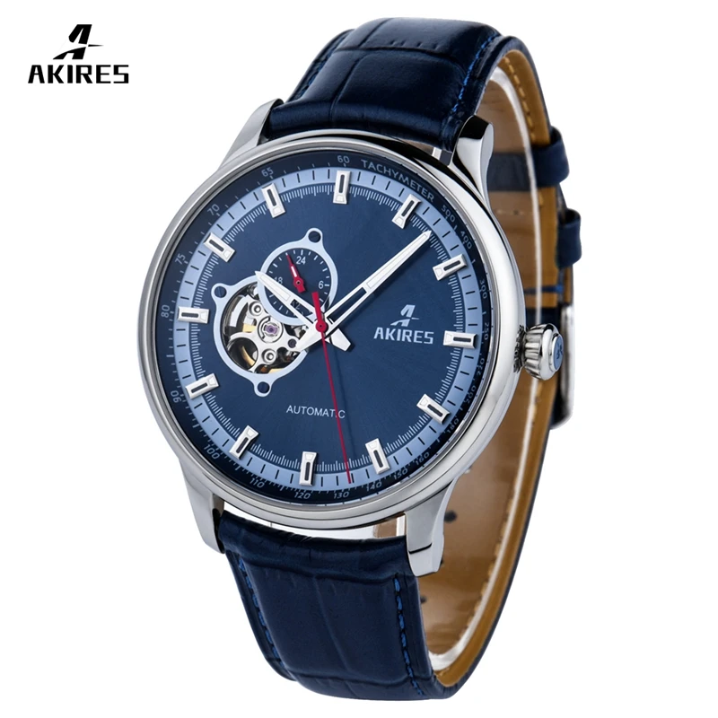 

Hot sale fashion stainless steel skeleton mechanical watch for man automatic self winder Wrist Watch