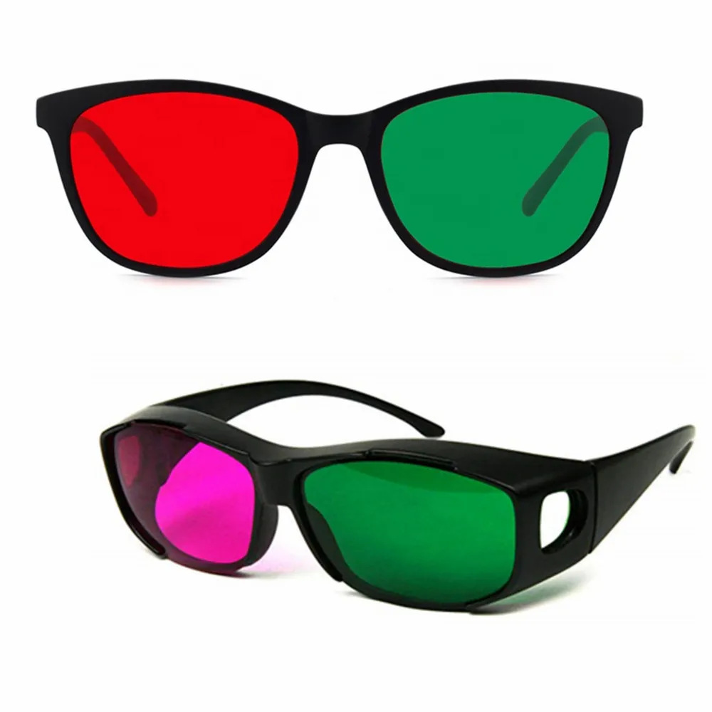

Anaglyph 3D Therapy,Big Frame Plastic Magenta/Red Green/Green Red/Amber Blue 3D Glasses for Movie Game DVD Visions/Cinemas