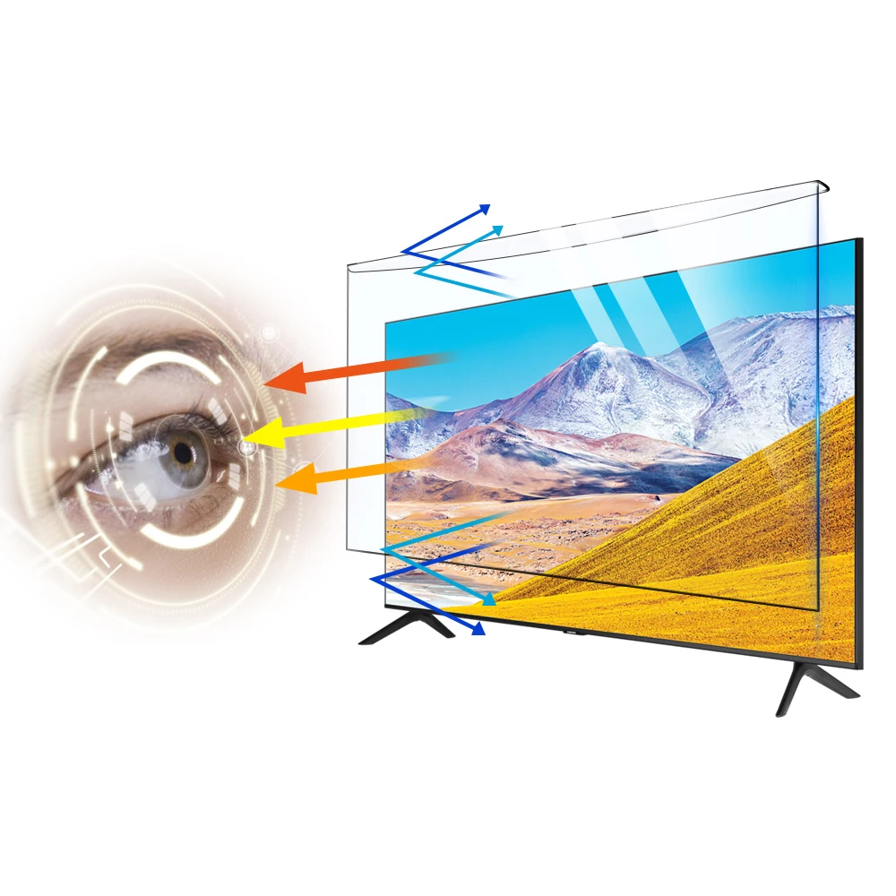 

32"-85" Acrylic Anti Blue Light Filter Hanging On Removable TV Screen Protector Anti Glare Eye Protection Film, Transparent