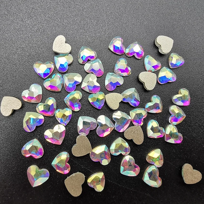 

HZRcare Nail Art Lovely Three-Dimensional Crystal Multi Love Shape 6*5 Heart Shape Aurora Red Rhinestone For Jewelry, 12colors