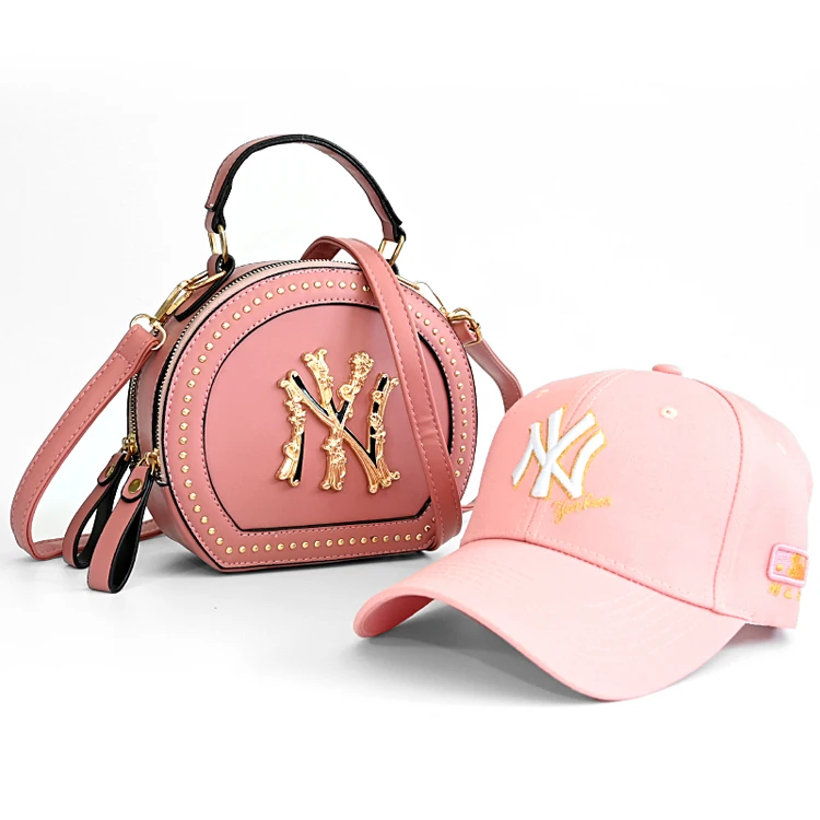 

2020 new ny hat and logo purse and hat bag ladies handbags set, Customized color