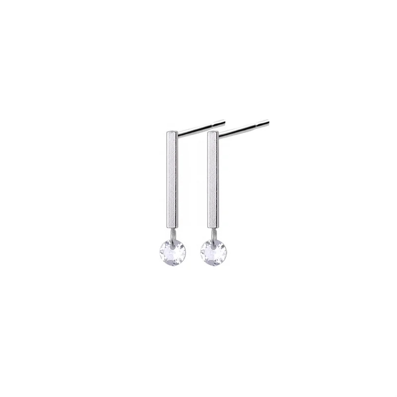 

Source Factory Supply Jewelry Fashion Women Charm Zircon 925 Sterling Silver Diamond Earring, White