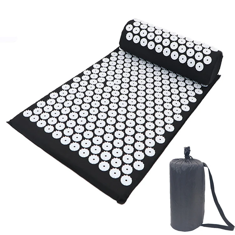 

Natural Linen Material Neck Back Body Massage Spikes Acupressure Mat and Pillow Set, Black/green/purple/blue/orange/pink