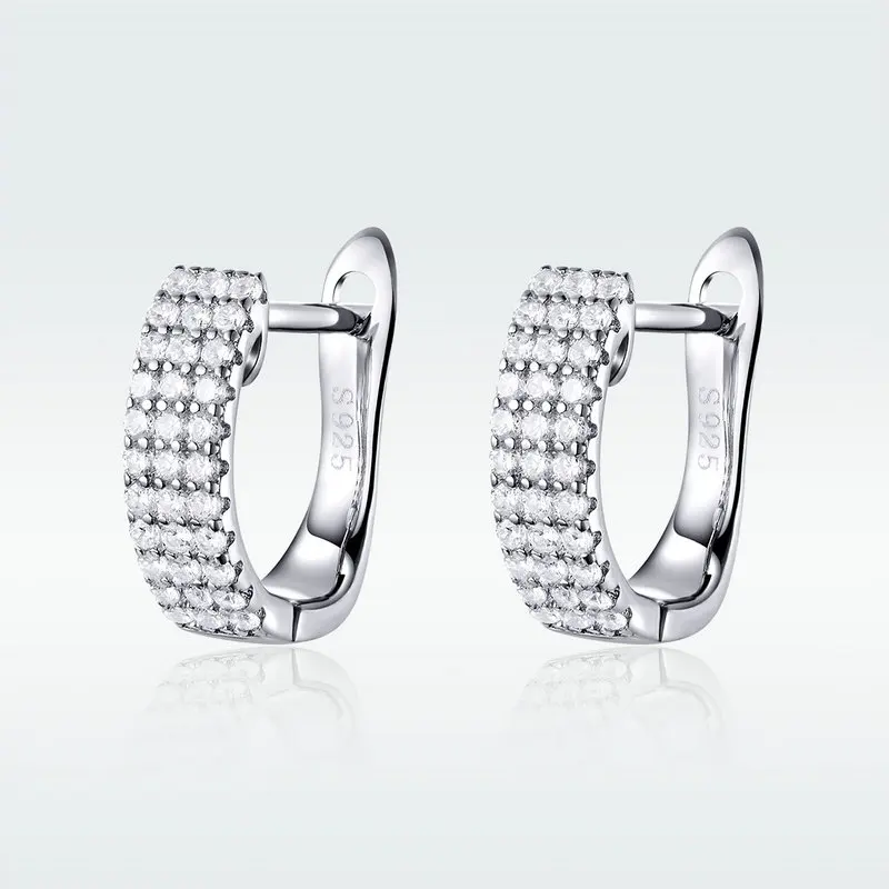 

925 Silver Clear Cz Gemstone Hoops Women Stud Earrings For Girls