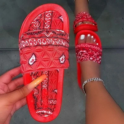 

2021 hot Custom ladies-slipers manufacturer summer platform slides slippers bandana jelly flat women's sandals, Sandals for women and ladies