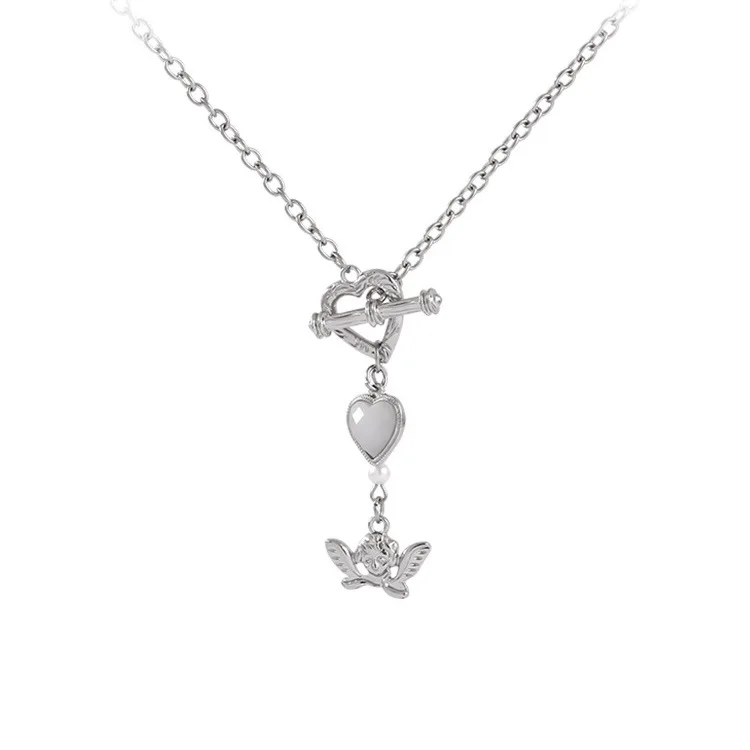 

Cherub Angle Heart Fashion Jewelry Silver Necklace for Women