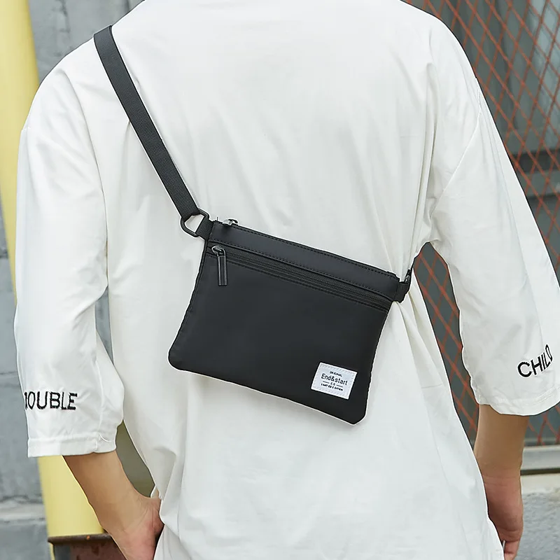 

2022 New trendy sling small shoulder bags wholesales simple man cross body purse custom logo mini nylon crossbody bag for men, Black