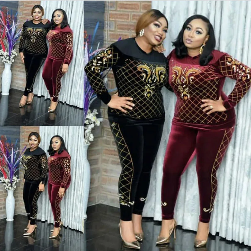 

2021 Winter Women Sportswear Tracksuit African American Girl Style Plus Size Suit
