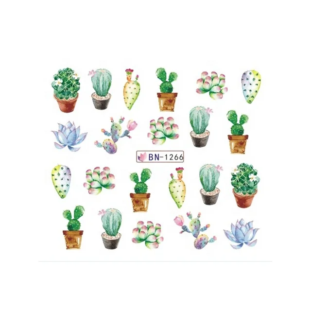 

Fashion green cactus nail art design water transfer nail sticker