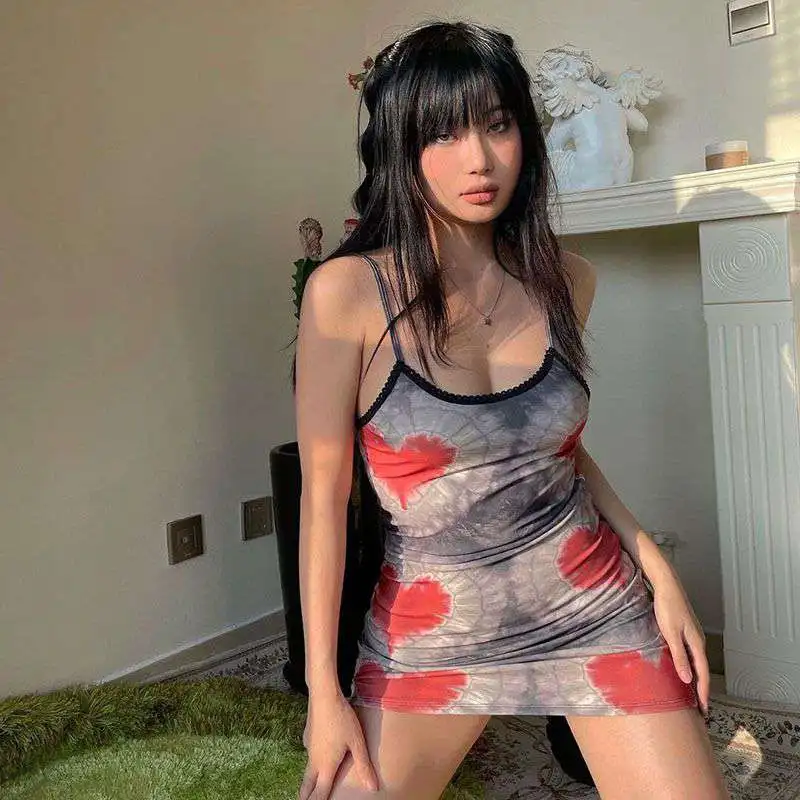 

2021 New fashion summer Women Spaghetti Strap Floral dress women short casual dresses