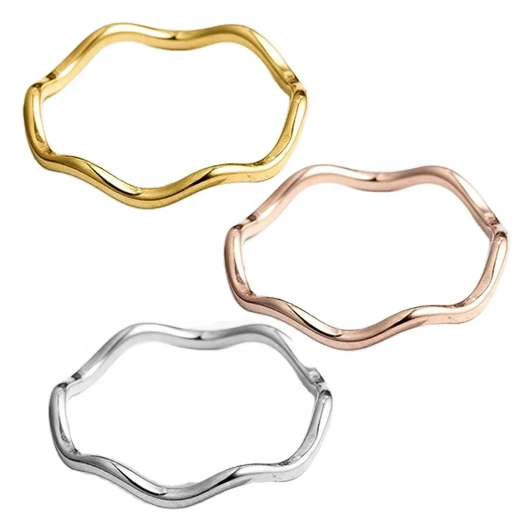 

Best selling simple light luxury punk rings fashion gold women's stainless steel jewelry cheap bijoux promise wedding bands C55, Support custom