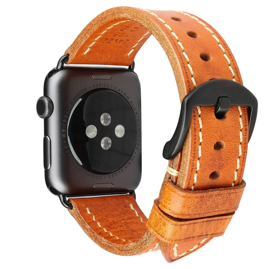 

Custom Full Grain Italian Leather Watch Strap for Light Brown Calf Leather Apple Watch Band 44 40 42 38mm iWatch Series SE 6 5 4