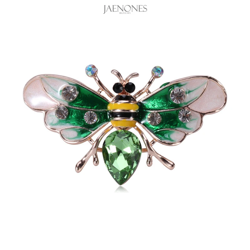 

JAENONES Wholesale Fashion Custom Rhinestone Color Crystal Enamel Insect Brooch Cute Bee Brooch For Women
