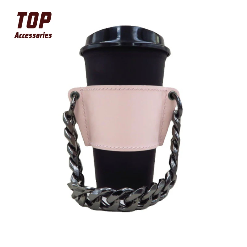 

Most Popular Leather Protective Kpop Coffee Cup Sleeves Chain Insulated