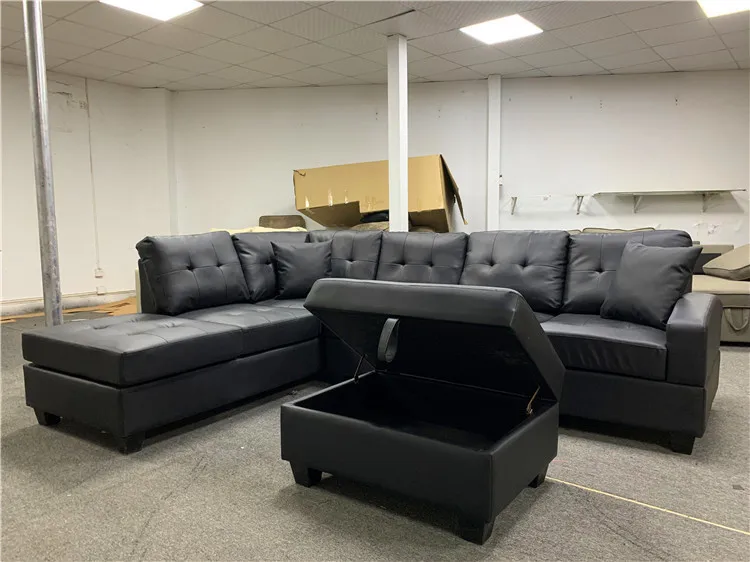 Modern design L shape White bonded leather sofa for living room