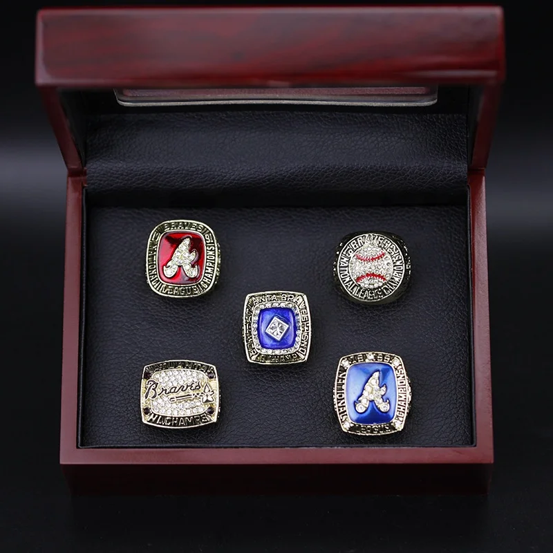 

Linghu Custom Youth Champion Ring Major League Baseball Championship Rings 1991 1992 1995 1996 1999 MLB Atlanta Braves Ring Set, Picture shows
