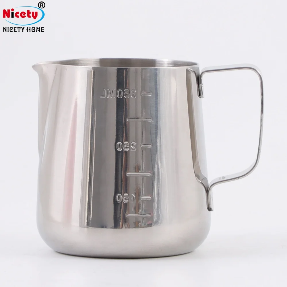 

Nicety milk cup with stainless steel Wholesale milk frother pitcher cup for coffee milk frothing pitcher pull flower cup