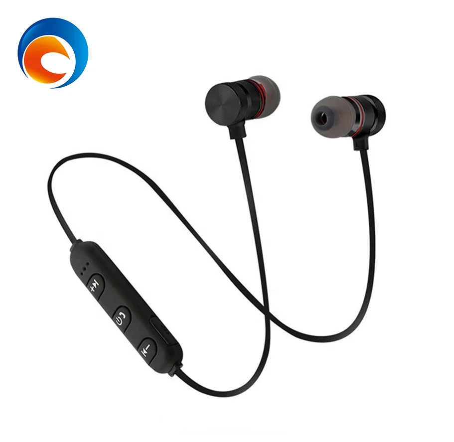 

earphone headphone wireless earphones running mobile phone music headphone wireless magnetic earbud earphone, Red/black