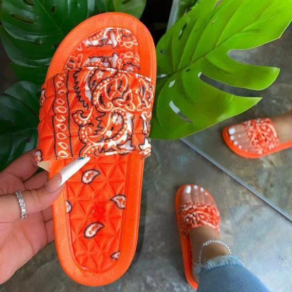 

2021 Hot light Cheap Ladies Slippers Women Summer Manufacturer Bandanna Slides Slippers Sandals Bandanna Slides, As picture