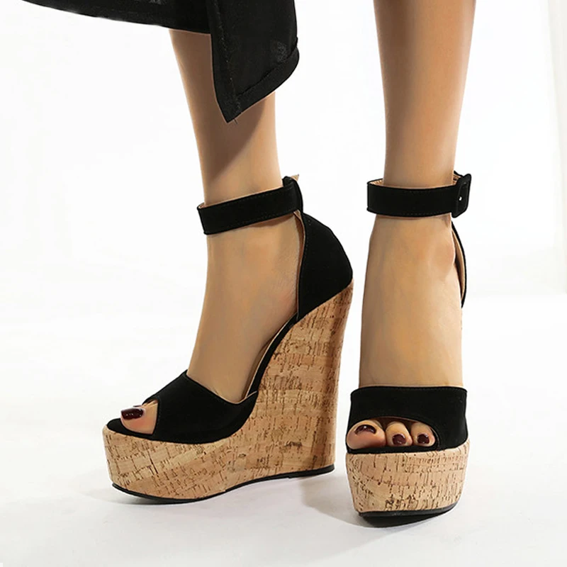 

women wedge sandals 2022 Elegant Party Shoes Sandals Summer Open Toe Ankle Buckle Strap Ladies Platform Wedges High Heels shoes