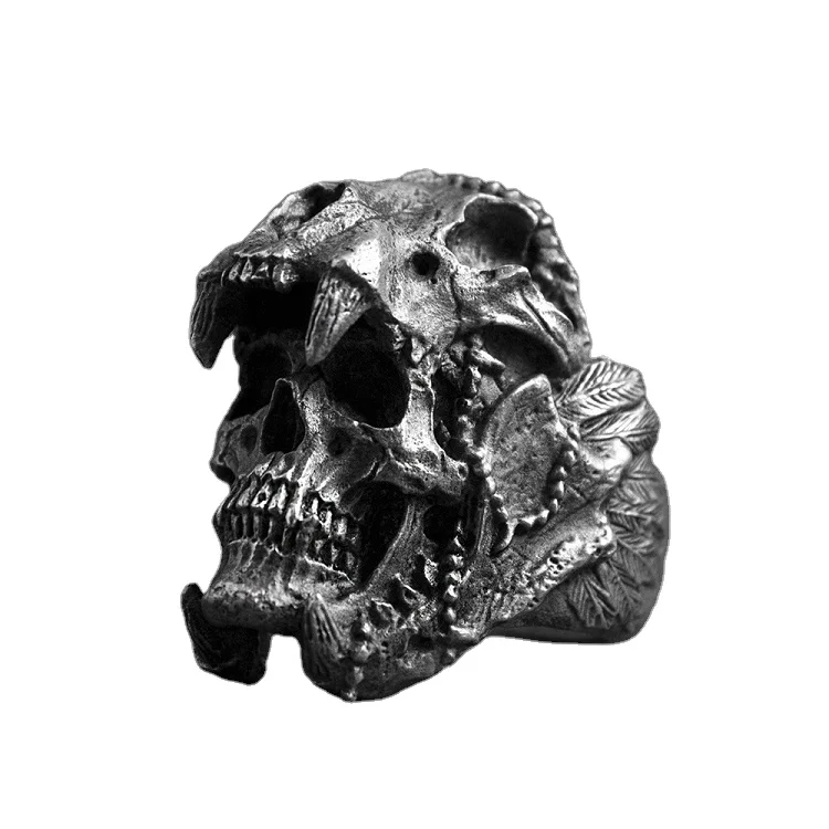 

Cool Skull Rings for Mens Stainless Steel Vintage Indian Jaguar Warrior Biker Punk Jewelry Gift for Him