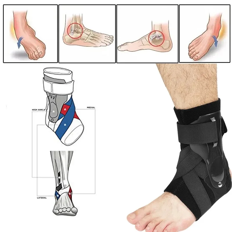 

Breathable Adjustable Foot Support Stabilizer Knee Ankle Brace, Black