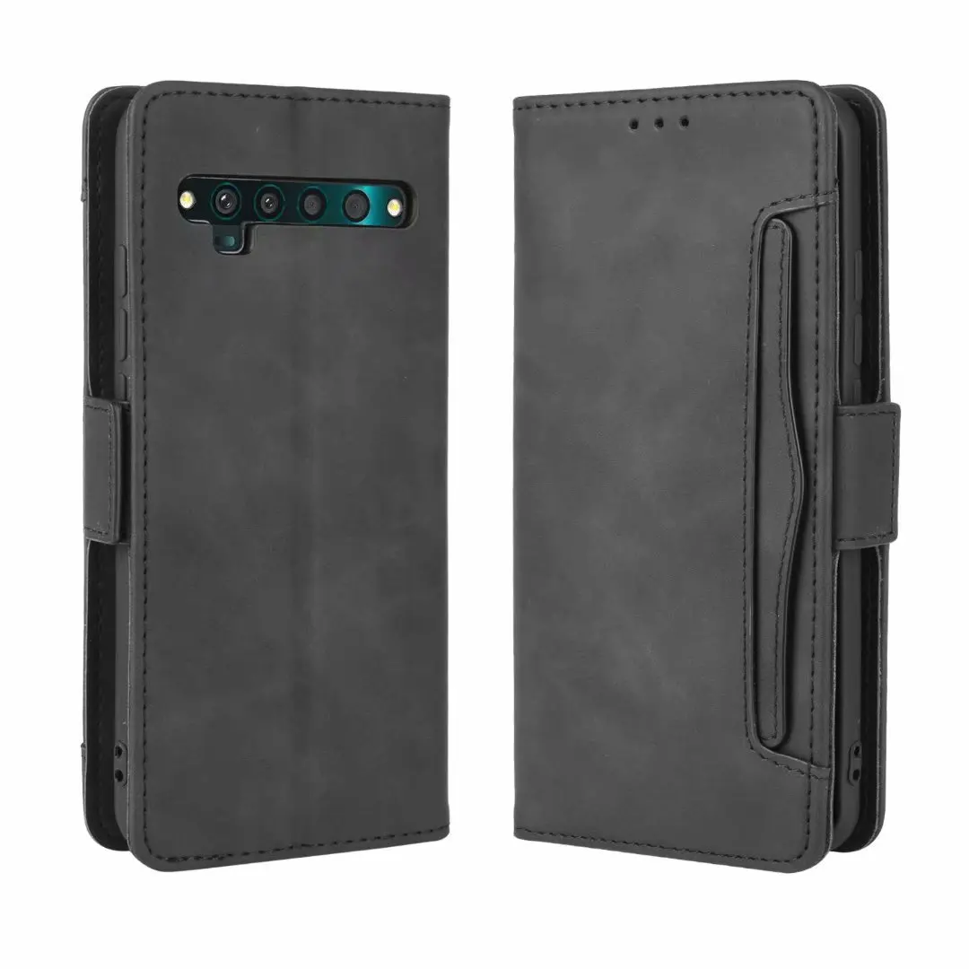 

Multi Card Slot Cattle Stripe Leather Case For TCL 10 Pro, As pictures