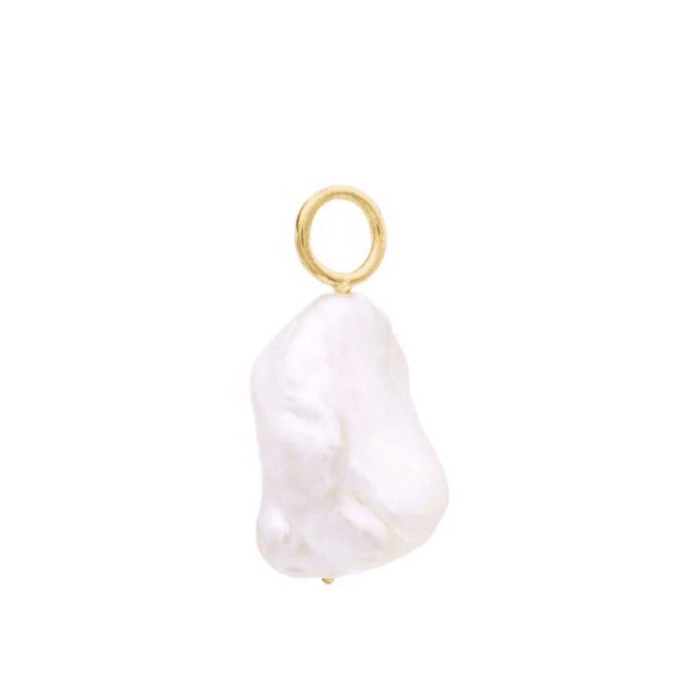 

925 Sterling Silver Gold Plated Fashion Women Baroque Pearl Charm Pendant