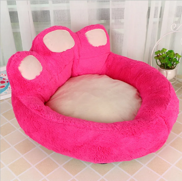 

New cute design stuffed bear paws pet kennel teddy dog plush bed mat cat kennel nest, Dark grey, rose red, beige white, brown