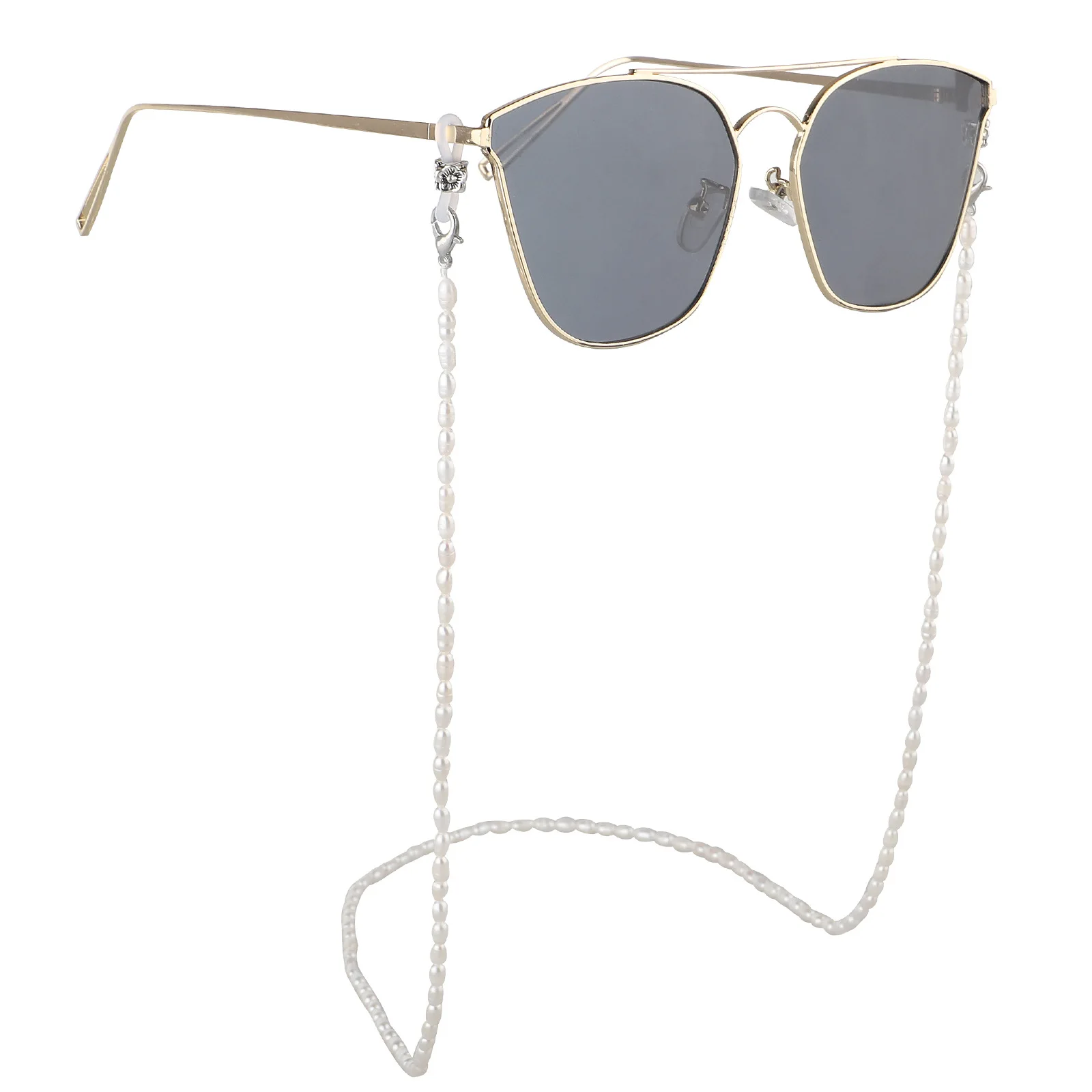 

Fashion Girl Europe High Quality Women Beads Fresh Water Natural White Pearl Sunglasses Glasses String Chains