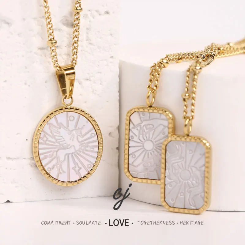Carline Fashion Simple Neck Chain Stainless Steel 18K Gold Plated Unicorn Fish Female Summer Free Collar Shell Pendant Necklace