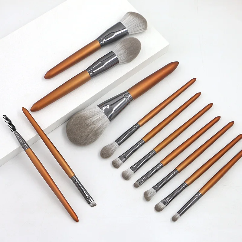 

New design professional 12pcs makeup brushes private label brush kit makeup brush sets, Orange