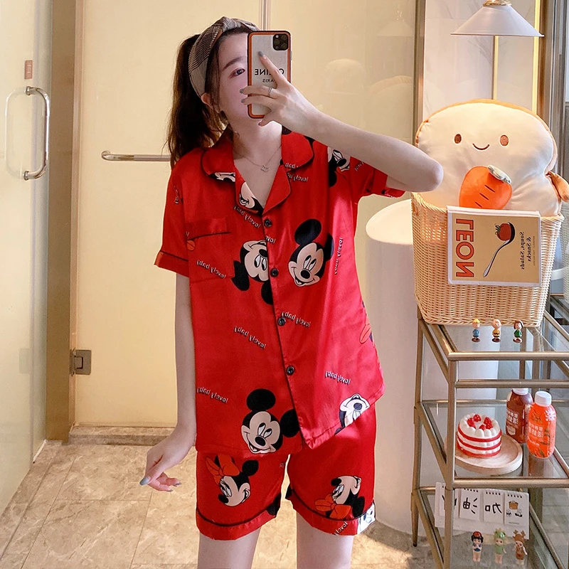 

Hot sale 2021 brand Plus Size summer designer printing silk Two piece set women's sleepwear pajama