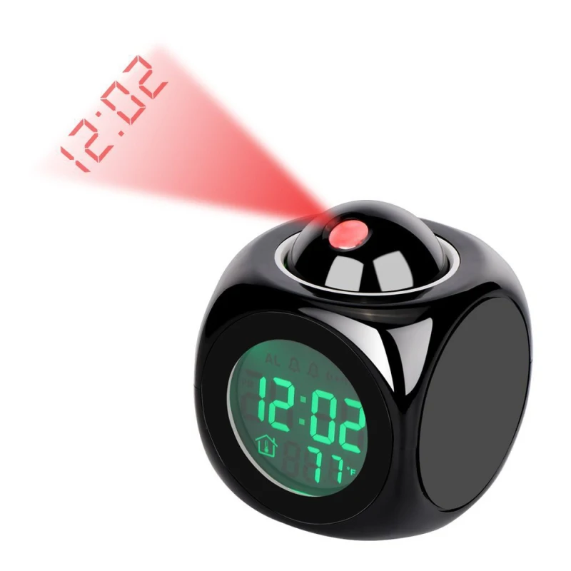 

LED Digital Alarm Clock Multifunction With Voice Talking LED Projection Temperature Baby Room Night Light Projector