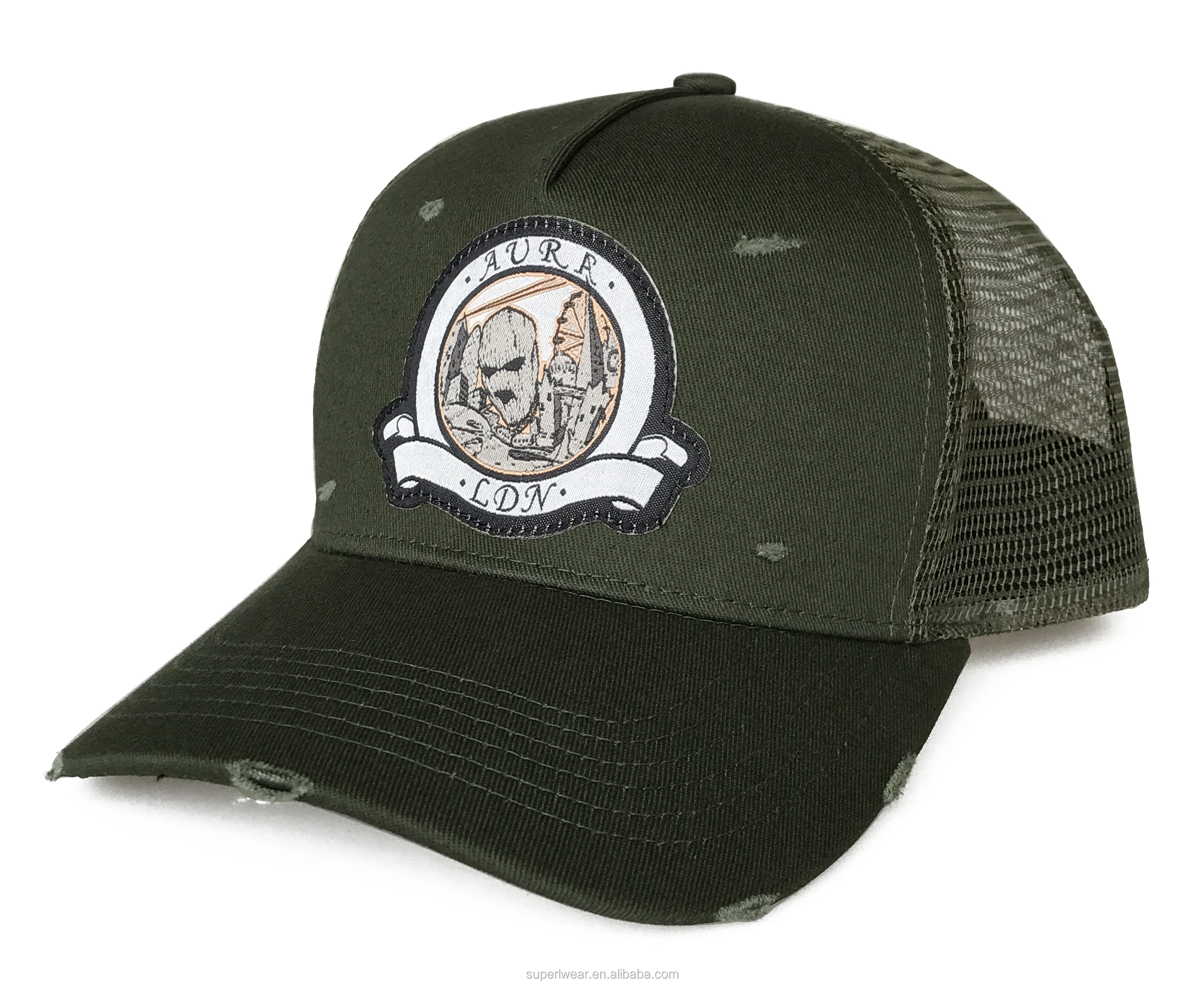 高品质 5 面板风格运动卡车司机帽子制造商,海军蓝色皇冠 3d 刺绣网格