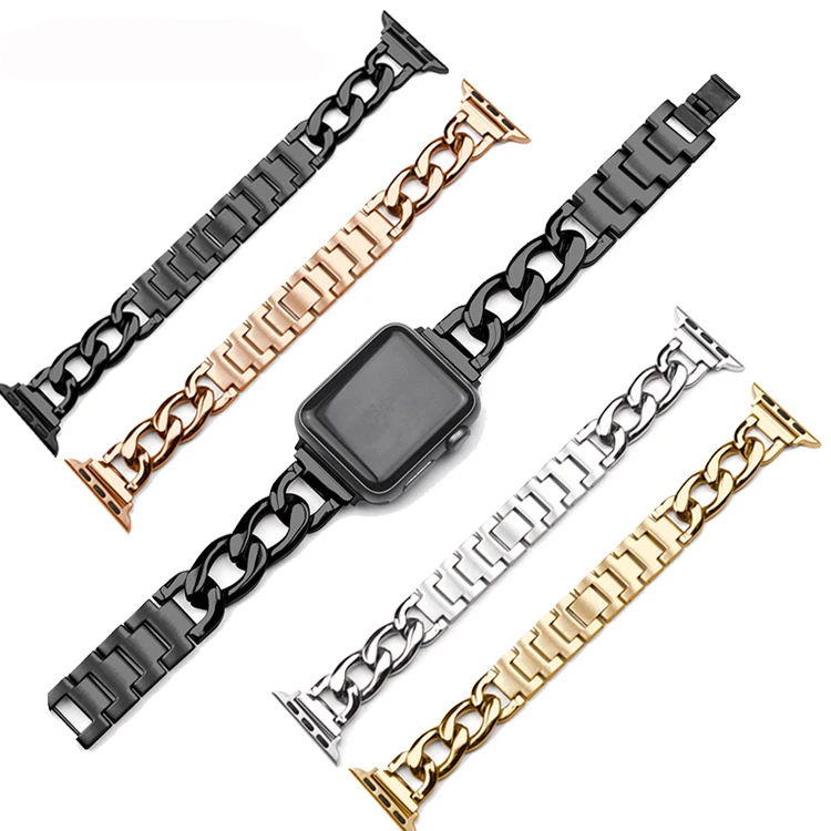 

Luxury for Apple Watch Strap Metal Cowboy Chain Designer Stainless Steel Bands Chain Band Charm Steel for Women Men