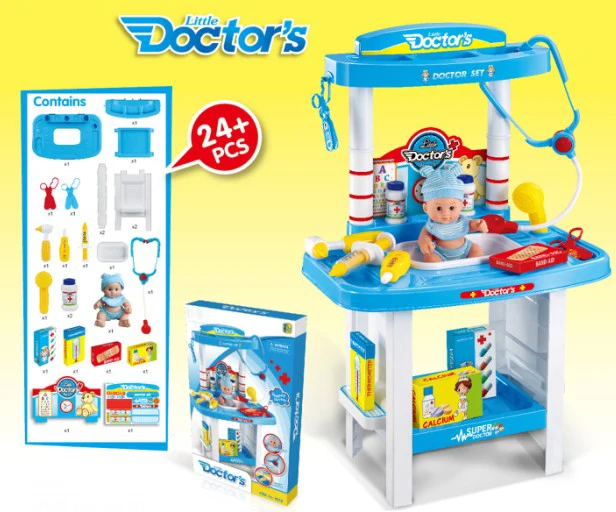 Jouet de simulation Électrique pour Enfants ECG Médecin Maison de Jeu Stéthoscope injection Équipement Médecin Ensemble Dentiste Chariot