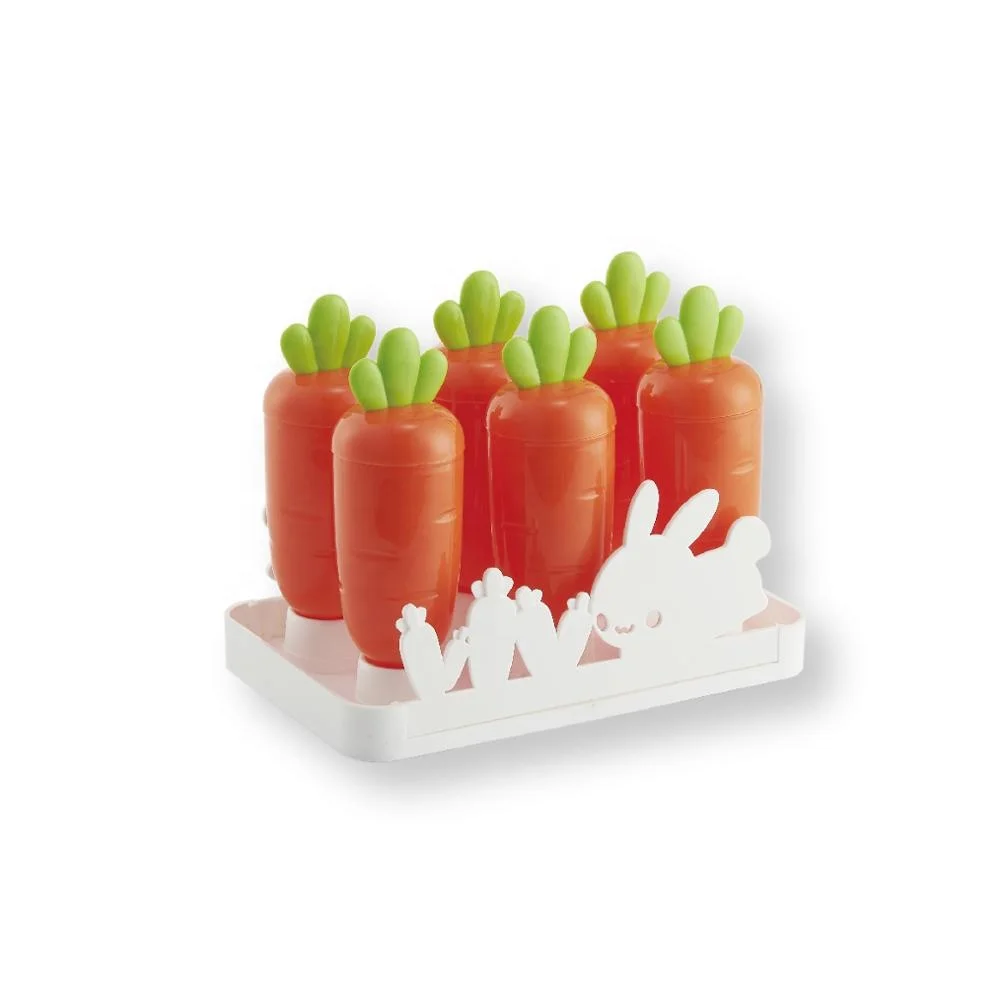 

6 Cavities Top Amazon Sales Food Grade Ice Cream Radish Rabbit Mold Popsicle Ice Cream Mold, Red